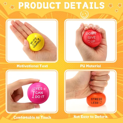 Miniatura 3 de HyDren 60 bolas motivacionales para el estrés de 1.97 pulgadas, bolas inspiradoras para aliviar el estrés, bolas de ejercicio de mano a granel