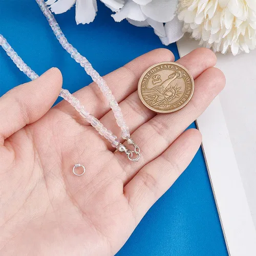 Miniatura 3 de PH PandaHall 4 anillos de plata de ley con bloqueo, anillo de conector de platino de 0.236 pulgadas, calibre 18, anillos de cadena de correo