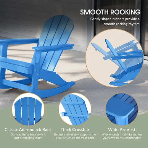 Miniatura 55 de WestinTrends Silla mecedora Malibu de poliéster para exterior/patio Adirondack, Negra