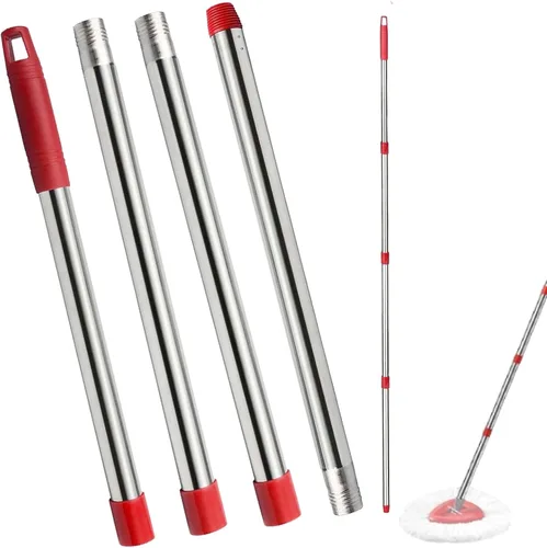 Miniatura 8 de Mango de repuesto para trapeador giratorio, barra de repuesto de trapeador de 4 secciones de 30 a 58 pulgadas y base compatible con mango