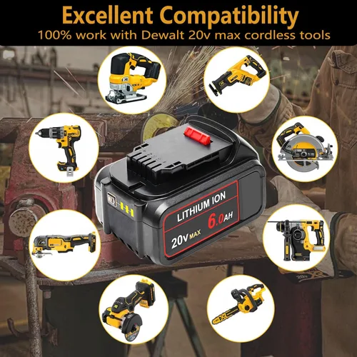 Miniatura 3 de Paquete de 4 baterías de repuesto de 6000 mAh para Dewalt de 20 V compatibles con Dewalt 20 V Max batería DCB200 DCB204 DCB206 DCB205 DCB203