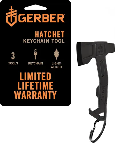 Gerber Gear Llavero Hacha Multiherramienta 3 en 1, Se Engancha al Bolsillo o Llavero con Abrebotellas, Destornillador de Cabeza Plana, Abridor de