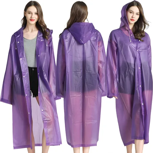 Miniatura 11 de Cosowe Ponchos de lluvia reutilizables para adultos, 2 piezas impermeables de emergencia para mujeres y hombres con capucha y cordón