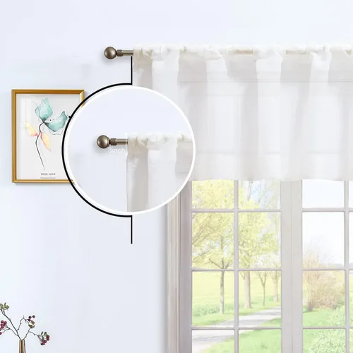 Miniatura 2 de July Joy Cortinas traslúcidas con textura de niveles blancos para cocina, cortinas semitransparentes con bolsillo para barra, cortinas pequeñas