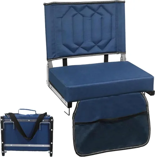 Miniatura 9 de Cómodos asientos de estadio para gradas con soporte trasero y asiento acolchado, correa para el hombro, asa de transporte y bolsillos de Negro