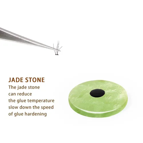 Miniatura 3 de Paleta de pegamento de piedra de jade para extensión de pestañas, soporte para injerto de pestañas redondas, soporte para injerto, paleta