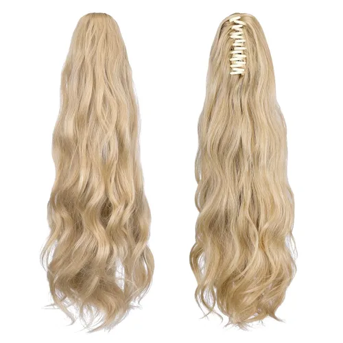 Miniatura 260 de Extensiones de cola de caballo de cabello rubio, extensiones de cola de caballo para mujer, pinza de extensiones de cabello rizado de 12 pulgadas