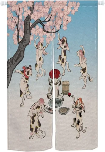Leowefowa Noren - Cortina japonesa para puerta, cortina de puerta de estilo japonés, para tratamiento de ventana, tapiz de poliéster para decoración