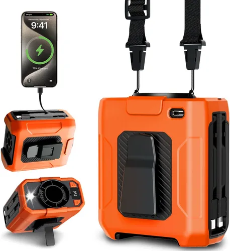 Miniatura 8 de Fotgear Mini ventilador de cintura portátil, 100 velocidades, 36000 rpm, flujo de aire fuerte, 4500 mAh, alimentado por batería, máximo 16 horas