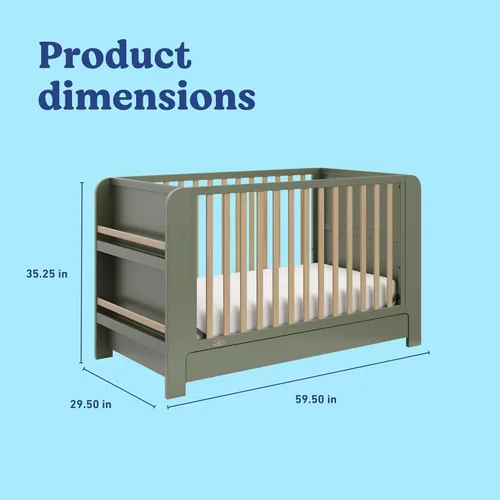 Miniatura 9 de Graco Read-with-Me Cuna convertible 4 en 1 con cajón (Oliva con madera flotante) - Certificado GREENGUARD Gold Se convierte en cama infantil, cama