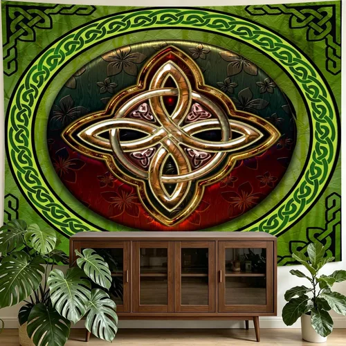 Miniatura 2 de SHRAPHY Tapiz celta de 60 x 40 pulgadas, tapiz nórdico vikingos, irlandés, redondo, nudo de amor, tapiz de buena suerte para sala de estar