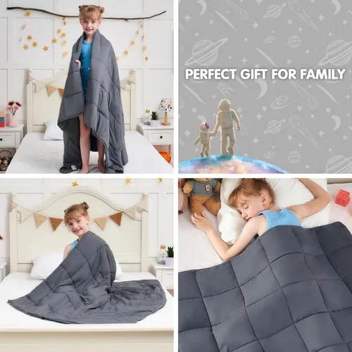 Miniatura 9 de yescool Manta con Peso de 7 Libras Refrescante Manta de Regazo con Peso, Mantas Pesadas Grises para Dormir, Manta con Peso de Regalo para 60-80