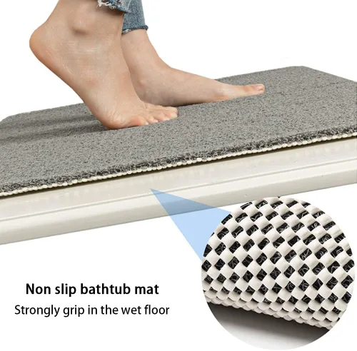 Miniatura 2 de Tapete de ducha antideslizante, de 16 x 32 pulgadas, mejorado, sin ventosa, tapete de PVC con textura suave con drenaje para zonas húmedas, secado