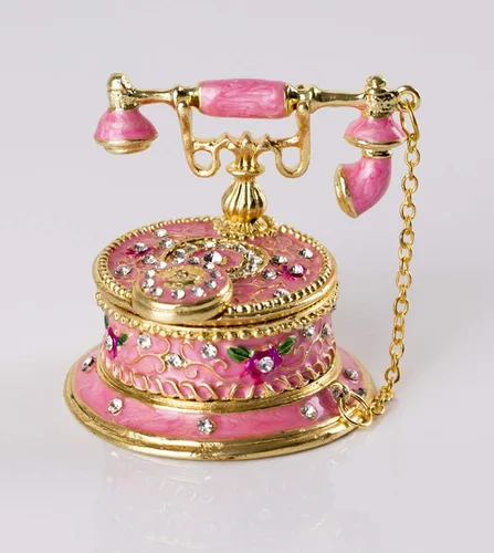 Miniatura 22 de SEVENBEES Figuras de teléfono turquesa, caja esmaltada con bisagras con cristales rosados, joyeros decorativos, coleccionables, regalos para niñas