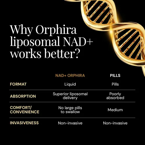 Miniatura 7 de Orphira - Suplemento liposomal líquido NAD+ - 10 veces mejor absorción para energía celular, claridad mental, envejecimiento saludable y apoyo