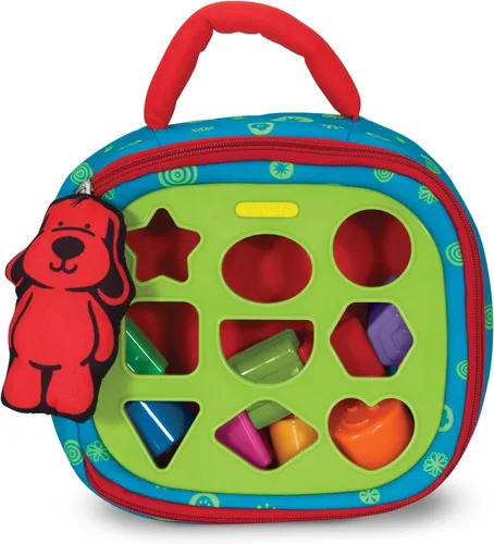 Melissa & Doug juguete clasificador de formas para niños, agarre fácil para bebés con mochila, actividades en ambas caras y nueve bloques con forma