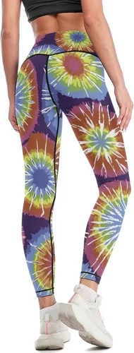 Miniatura 5 de Rainbow Dots Tie Dye High Waist Yoga Pants Tummy Control Stretch Leggings for Women
