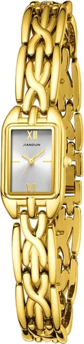 JIANDUN Reloj de pulsera rectangular pequeño vintage para mujer, correa ajustable, diseño impermeable de reloj de señora