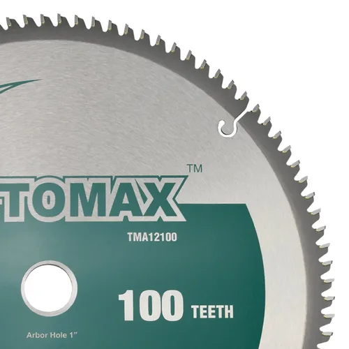 Miniatura 6 de TOMAX Hoja de sierra TCG de aluminio y metal no ferroso de 12 pulgadas y 100 dientes con eje de 1 pulgada