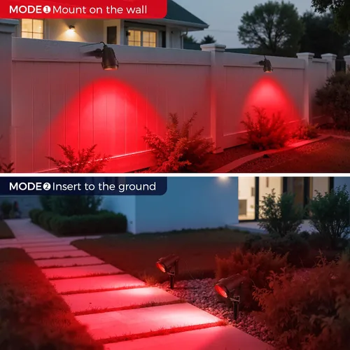 Miniatura 8 de L LOHAS LED Foco Navideño para Exterior, Luces Rojas para Patio, Encendido/Apagado Automático 5W 120V Iluminación de Paisaje para Casa