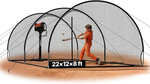 Miniatura 68 de VEVOR Jaula de bateo de béisbol, red profesional de entrenamiento de bateo de béisbol de sóftbol, resistente, resistente, cerrada, de polietileno