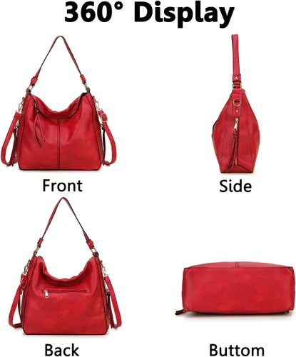 Miniatura 7 de VONXURY - Bolso de mano de piel sintética para mujer, bolso de hombro grande con bolsillos laterales para trabajo y viajes