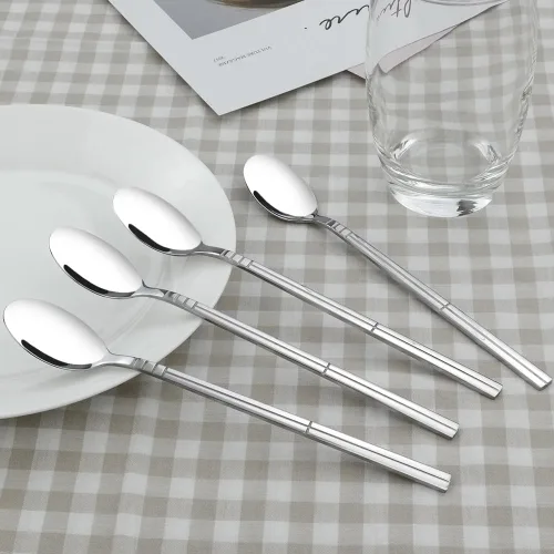 Miniatura 7 de Saedy 12 cucharas de té de mango largo, cuchara mezcladora de acero inoxidable Para el té helado de batido