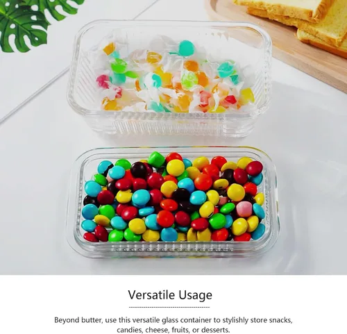 Miniatura 7 de Mantequillera de cristal transparente con tapa para encimera, plato de mantequilla de cristal de 6.5 pulgadas con tapa, bandeja de mantequilla