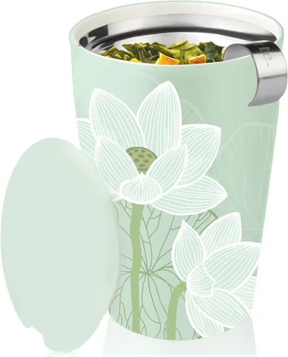Miniatura 4 de Tea Forté KATI taza de cerámica con infusor de té y tapa. Infusor de té en hebras, diseño de flor de loto Lotus Blossom