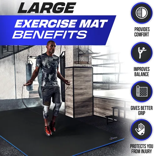 Miniatura 3 de Sensu Large Exercise Mat – Extra Thick Non-Slip Workout Mat for Home Gym, Durable Shoe-Friendly Fitness Mat for Strength Training, Stretching