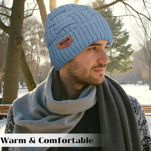 Miniatura 116 de Loritta Gorro de invierno cálido de punto grueso y holgado para hombre