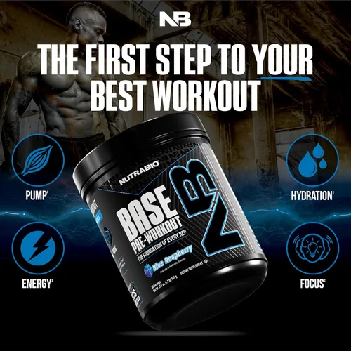 Miniatura 5 de NutraBio Base Pre-Entrenamiento Polvo 200mg Cafeína, Energía Sostenible, Enfoque, Resistencia, Bombeo, Sin Azúcar Preentrenamiento Limpio