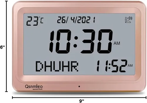 Miniatura 7 de Azan - Reloj de pared y escritorio islámico con 8 sonidos de oración Azan automático en todo el mundo Dorado