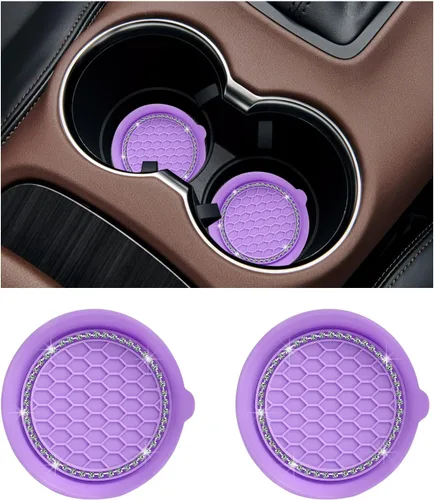 Miniatura 9 de Ziciner 4 unidades de portavasos para automóvil, portavasos de silicona antideslizante de 3.15 pulgadas, tapete para taza de automóvil con diamantes