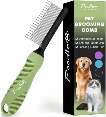 Miniatura 16 de Poodle - Peine Rastrillo Desenredante para Perros y Gatos - Cuchillas Largas de Acero de Seguridad de 2.5" Peine de Metal para Desenredar Pelo
