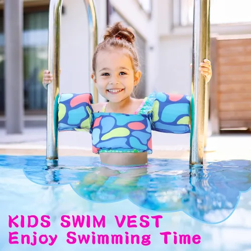 Miniatura 7 de Double Couple Toddler Swim Vest with Sleeves Cartoon Adjustable Strap Swimming Jacket Pool Floaties for Kids 20-50 Pounds Boys and Girls Child