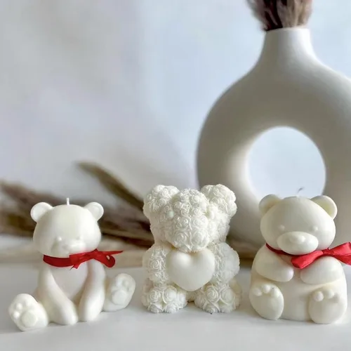 Miniatura 8 de Moldes de vela de oso de rosas 3D, moldes de silicona para el día de San Valentín, pinte su propio corazón o vela de oso de rosa, regalos