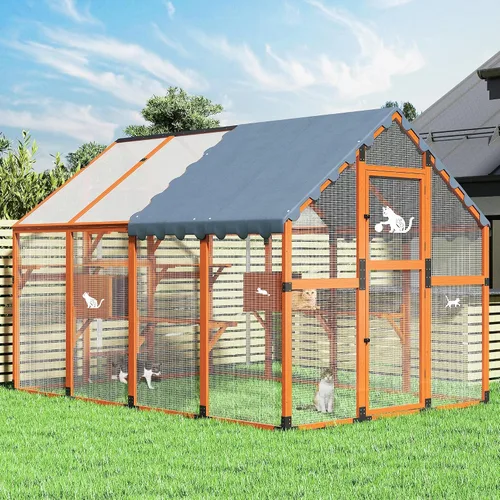 Miniatura 11 de COZIWOW Catio - Casa grande para gatos al aire libre, con conexión de ventana, resistente a la intemperie, condominio, plataforma, casa de animales