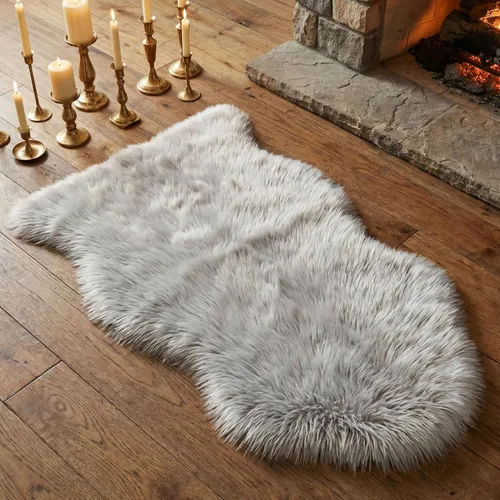 Miniatura 51 de duduta - Alfombra de pelo de oveja sintética verde esmeralda de 2 x 3 pies, alfombra esponjosa lavable para cabecera de cama pequeña, dormitorio