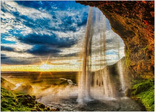 Miniatura 7 de MyPuzzle Seljalandsfoss Waterfall At Sunset Iceland - Rompecabezas prémium de 100 piezas para adultos