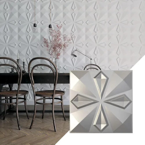 Miniatura 8 de Ekena Millwork WP20X20NKWH 19 5/8 pulgadas de ancho x 19 5/8 pulgadas de alto Nikki EnduraWall Decorativo 3D Panel de pared cubre 2.67 pies cuadrados