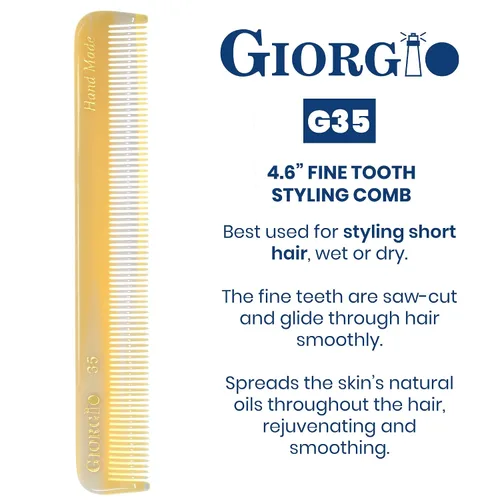 Miniatura 2 de Giorgio G35 - Peine de bolsillo de dientes finos hecho a mano para hombres, alisador de peine para el cuidado diario, peinado de cabello, bigote