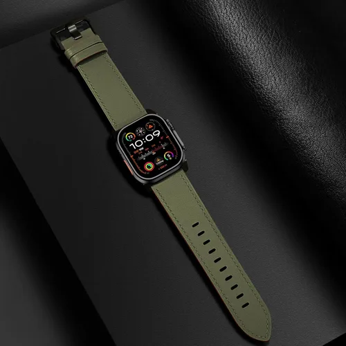 Miniatura 5 de UUPWPOKT - Correa de cuero compatible con Apple Watch Ultra 3/2/1 de 49/46/45/44/42 mm, correa de cuero genuino para iWatch Ultra Series 11 10 9 8 7