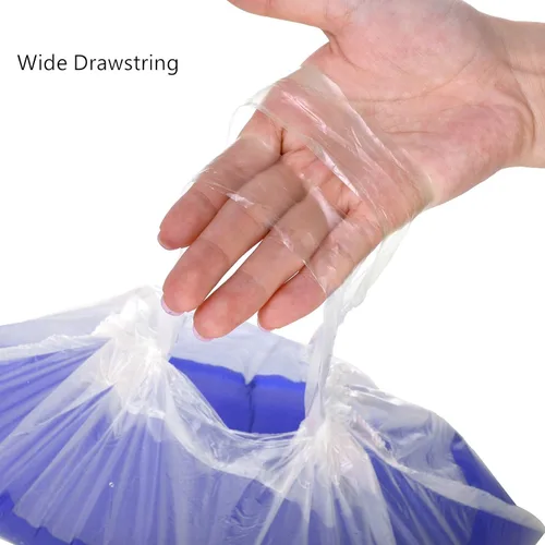 Miniatura 4 de Tebery Paquete de 100 forros portátiles para sillas de orinal con cordón, bolsas de orinal desechables para asiento de entrenamiento de inodoro