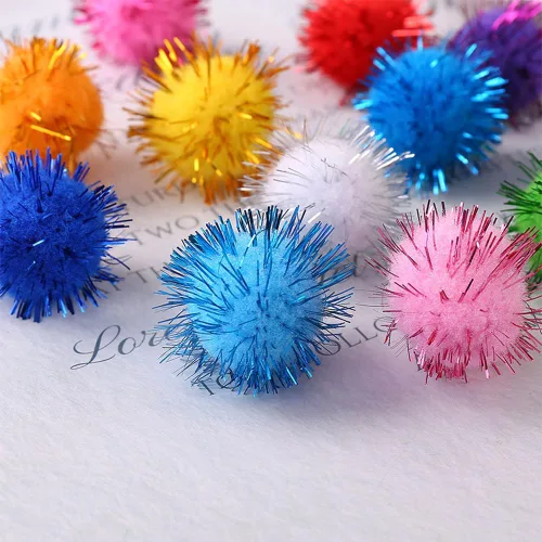 Miniatura 5 de Sicraft 100 pompones de purpurina con lentejuelas, bolas brillantes para manualidades DIY/decoración de fiesta/gato (1.5CM 100 piezas (Rosa))