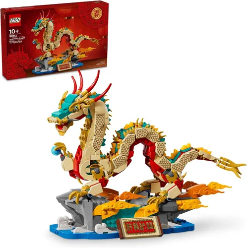 LEGO Figura de dragón auspicioso del festival de primavera, juego de construcción de juguete de dragón, gran decoración de festival de primavera o