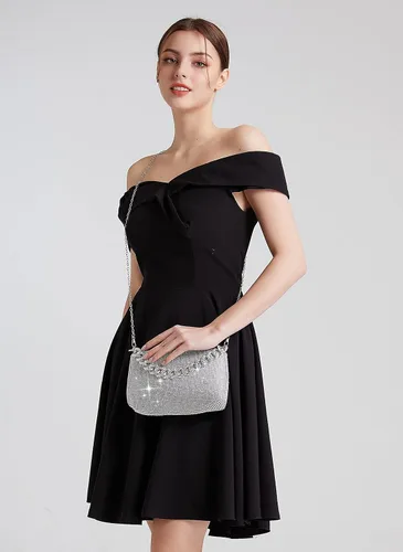 Miniatura 3 de YIKOEE Bolso de mano brillante con diamantes de imitación para mujer, con cadena gruesa