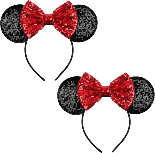 Miniatura 19 de FANYITY - Orejas de ratón, diadema con lentejuelas brillantes para cosplay de ratón para niños, niñas y mujeres, para Halloween y viaje a Disney
