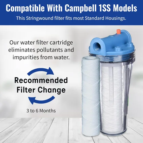 Miniatura 6 de CFS Cartuchos de filtro de agua de sedimentos de 10 x 2.5 pulgadas compatibles con los modelos Campbell 1SS - Filtro de repuesto de 5 micras