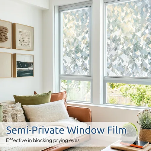 Miniatura 2 de rabbitgoo - Película de privacidad para ventana, cubierta de puerta adhesiva estática de vidrio esmerilado decorativo 3D, bloqueador solar, adhesivo